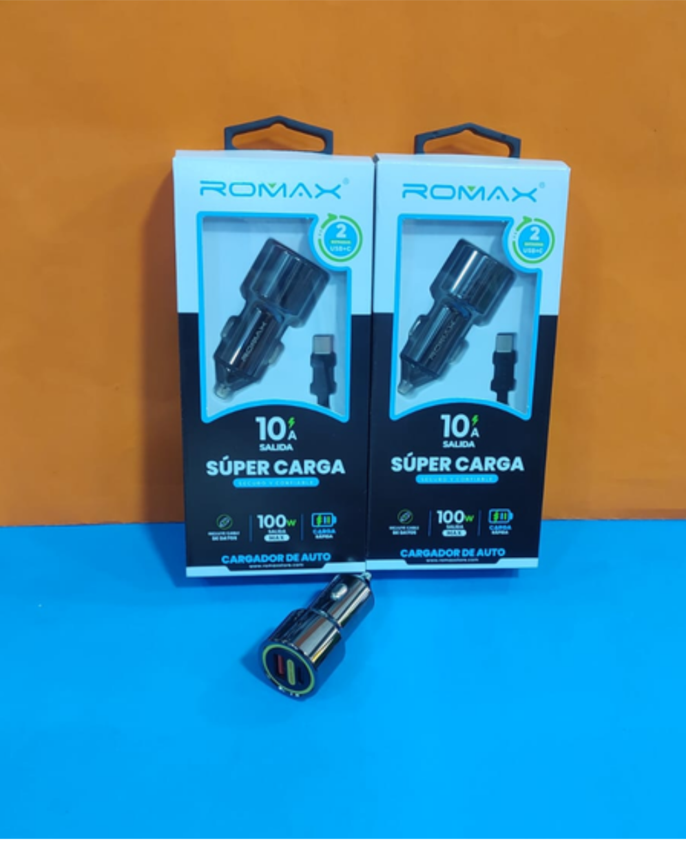 CARGADOR DE AUTO ROMAX 100W TCC0539