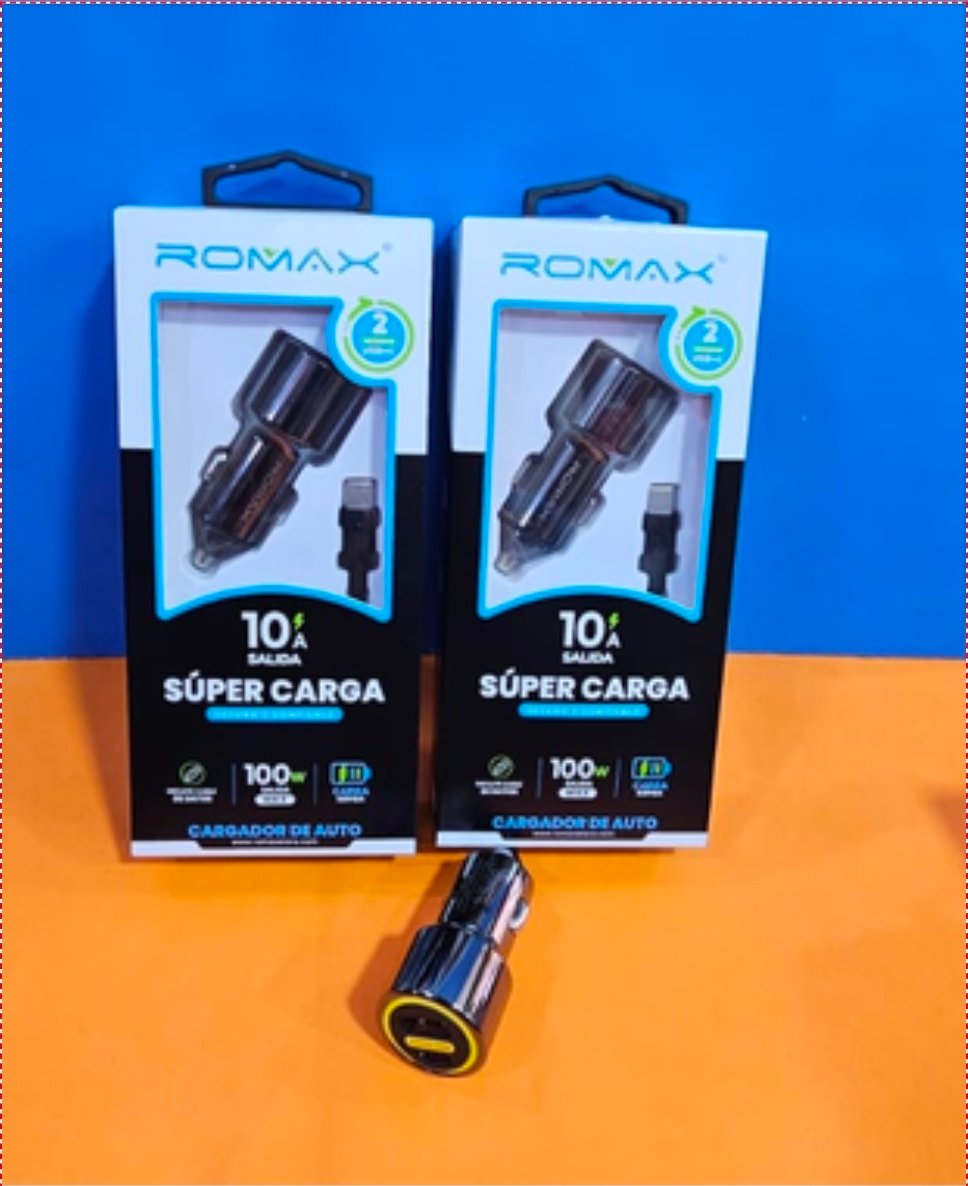 TCC0539 CARGADOR AUTO ROMAX 10A 100W 1USB+1PD